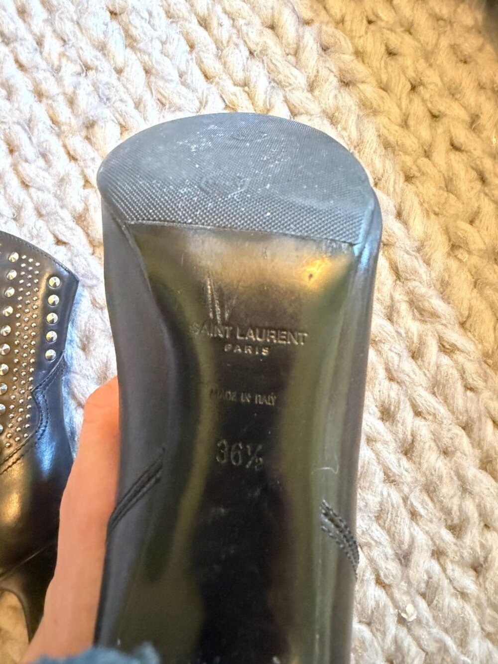 Saint Laurent Debbie Studded Leather Boots Yves Saint Laurent Size 36.5 - Picture 9 of 13